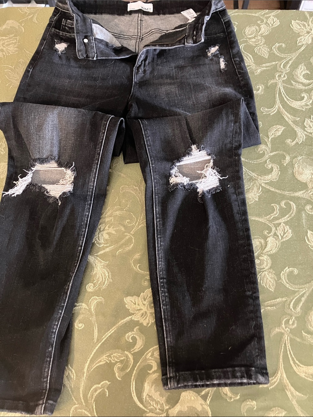 High-Rise Distressed Black Women's Jeans